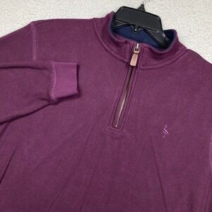 Tailorbyrd Collection 1/4 Zip Pullover Mens L Purple Waffle Knit Modal Blend